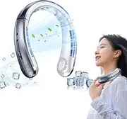 Chillgo Neck Fan, Chillgo Portable Neck Fan, Bladeless Neck Fan, Rechargeable Neck Air Conditioner, Personal Portable Fan, Foldable Bladeless Neck Fan, Personal Bladeless Fan (Gray)