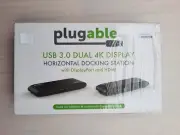 Plugable Horizontal Docking Station USB 3.0 Dual 4K Display HDMI New UD-6950H-EU