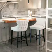 Lucca Set of 2 Wooden Bar Stools -Beige