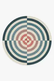 245' Round | Machine Washable Runner Rug | Kid & Pet Friendly | Indoor Rug | Op Art Teal Rug by Jonathan Adler | Ruggable