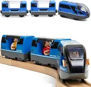 [TOPLIVING] Battery Operated Train, Magnetic Connection, Intercity Train with Figures for Wooden Train Toys, Locomotive Train Toy for Toddlers Aged 3 4 to 5 Years (No Battery and Track)