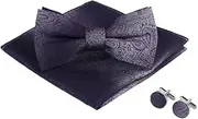 [GTLZHFXS] Bow Ties For Men 1 Set Of Polyester Jacquard Pocket Square Tie Cufflinks Three Piece Men'S Party Accessories Set