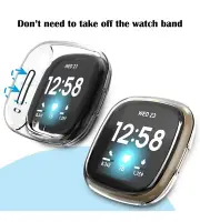 Bronze Screen Protector for Fitbit Versa 3/SenseTPU Plated Full Coverage Bumper