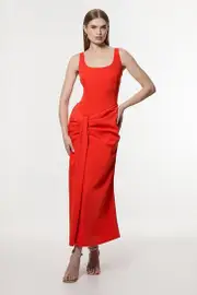 Soft Tailored Waist Drape Corset Maxi Dress