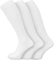 [Socksmad] 3 Pairs Mens 100% Soft Cotton Extra Long Knee High Socks 6-11 Uk, 39-45 Black/White/B/N/G/Assorted