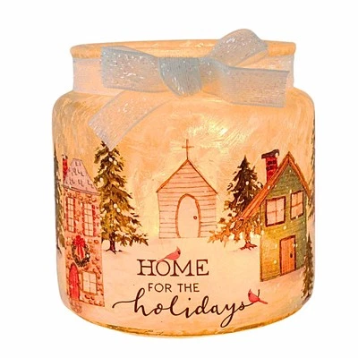 Stony Creek Home For The Holidays Pre-Lit Jar Lighted Glass Accents Homes Trees