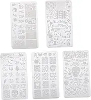 5pcs nail print template nail art stamping plate nail plate template Nail Art Design Stamp Kit Halloween nail plate plaid nail stamping plate molds Stainless steel suite manicure