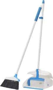 Broom with Handled Dustpan, Blue and White