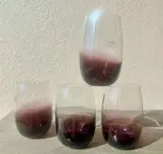 Set of 4 Amethyst Purple DANSK Wine Glasses Goblets Clear Stemless New Drinkware