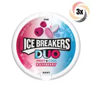 3x Tins Ice Breakers Duo Fruit + Cool Raspberry | 50 Mints Per Tin | 1.3oz