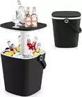 Outdoor Side Table Cooler - 4 Gallon Portable Beer Wine Ice Bucket with Handle,
