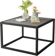 Square Coffee Table 2 Tier Wooden End Table, Central Table with Open Storage Space for Living Room, Modern Side Table, Grey