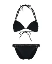 crochet-trim bikini 1 Black