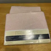 VTG Pink Gingham Twin Flat Fitted Percale Sheets JC Penney Classic Traditions