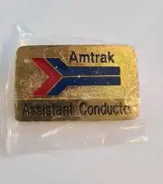 Vintage Amtrak Assistant Conductor Hat Badge Plate Pin Railroad Uniform