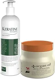 Moroccan Argan Oil Shampoo and Conditioner Sulfate Free Combo - Best for Damaged, Dry, Curly or Frizzy Hair - Thickening for Fine/Thin Hair, Safe for Color and Keratin Treated Hair - Made in India