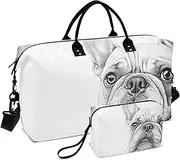 [YXYZRMY] Cute Bulldog Peek Travel Duffel Bag Gym Bag Sports Tote Bag with Multiple Interior Pockets Shoulder Weekender Bag for Women Men with Toiletry Bag 20.5”x 7.9”x 13.8”, Multi-Colored, one size