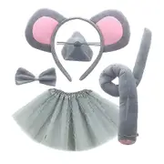 Children Rat Mouse Costume Set Halloween Party Cosplay Tutu Headband Tail Gloves Kid Bithday Party F style 1