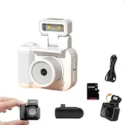 2025 New 64g Retroscope Mini Camera, Gen.2 Mini Retro Keychain Cameras, Tiny Nostalgic Cameras, 1080p HD Screen, Built-in Filter, 90° Flip Flash (White,128G)