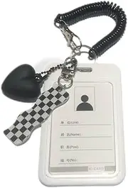 [Generic] Clear Photocard Holder Love Heart Kawaii Credit ID Card Photo Display Holder Bag Pendant Keychain (White, One Size)