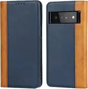 Cavor for Google Pixel 6 Pro Case, Pixel6 Pro 5G Phone Cases Premium Leather Folio Flip Wallet Case Cover Magnetic Closure Book Design with Kickstand Feature & Card Slots(6.7")-Blue