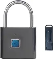 TenixLox Fingerprint Padlock with Emergency Key, IP66 Waterproof Smart Padlock,Biometric High Security Lock for Gym Locker, Shed Locker, Storage Units, Luggages, Suitcases