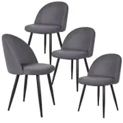 ALFORDSON Dining Chairs Seat Metal Velvet Grey Set of 4