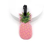 [QFSH] Cute Pink Pineapple Silicone Luggage Tag Travel Suitcase Bag Identifiers Baggage Tag Personalized Labels for Cruise Airport