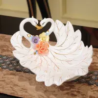 在飛比找蝦皮購物優惠-歐式天鵝水果盤陶瓷家居裝飾