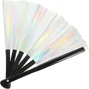 HOOTNEE Symphony Kung Fu Fan Green Rave Hand Fan Large Folding for Outdoor Events