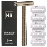 Sleek Tan Safety Razor - 30° Angle with Superior Rigidity, Zero Waste Solution