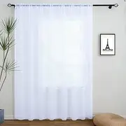 Linentalks Extra Wide White Sheer Curtains for Living Room, Patio Door Curtain for Sliding Door, Sheer Voile Rod Pocket Room Divider Curtains, White Tulle Backdrop Curtain Drapes 1 Panel 100 W X 96" L