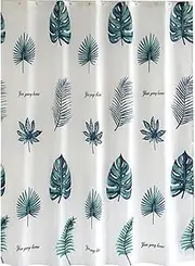 Home Bathroom Leaves Art Shower Curtain High-end Punch-Free Household Apartment Thickened Polyester Waterproof Sanitary Partition Curtains, W200CMxH180CM