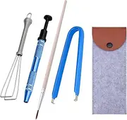 SAVITA Mechanical Keyboard Switch Puller Set, Keycap Remover Kit Keyboard Cleaner Tool Including Keycap Puller, Switch Clamp, Stem Holder, Lube Pen-Easy to Pull (Blue, Yellow)
