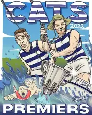 2022 GEELONG CATS TEAM PREMIERS CARTOON POSTER,AFL FOOTBALL BULLDOGS TIGERS book