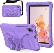 [Nexue] Kids Case for Samsung Galaxy Tab A9 8.7" 2023 Tablet (SM-X110/X115/X117),Butterfly Case with Stand/Shoulder Strap,Light EVA Full Boby Protective Rugged Shockproof Case (Purple)