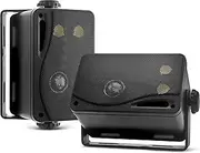 Pyle 3-way Mini Box Speaker System - 3.5 Inch 200 Watt Waterproof Marine Grade Mount Speakers - in a Heavy Duty ABS Enclosure Grill - Home, Boat, Poolside, Patio Indoor Outdoor Use (Black)