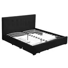 Levede Queen Bed Frame Fabric Tufted 4 Drawers Storage Wooden Mattress Dark Grey
