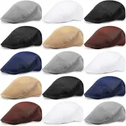 [Xtinmee] 15 Pcs Men's Mesh Flat Cap Summer Newsboy Hat Breathable Newsboy Beret Cap for Men Mesh Driving Cap Cabbie Flat Cap Bulk for Hunting Driving, 6 Colors, Black, White, Gray, Navy, Coffee, Beige