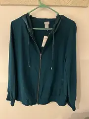 NWT Chicos Size 1 Satin Mix Zip Up