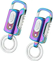 All-in-One Rechargeable Electric Keychain Lighters, Windproof Waterproof Flashlight Electric Lighter, with Keychain Opener Paring Knife Flashlight (D 2pcs)