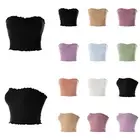 MixMatchy Lettuce Trim Smocked Strapless Crop Tube Top