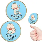 2PCS Funny Baby Gift, New Dad Mom Parents Decision Coin Gift for Dad Mom to be, Pregnancy Gifts for First Time Daddy Mummy, Baby Shower Announcement, New Parents Gifts for Fathers Day (Blue)