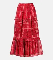 [Marant Etoile] Marant Etoile Diya printed cotton maxi skirt AU 14 red