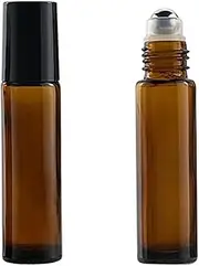 2 Pcs 10ml Amber Roller Bottles Roll On Essential Oil Bottles Glass Roller Ball Bottle for Skin Care Perfume Deodorant