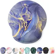 Giecy Ergonomic Mouse Pad with Wrist Support, Gel Mousepad Wrist Rest with Non-Slip Base Pain Relief for Home Office School (Blue Marble)