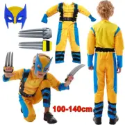 Kids Wolverine Costume Cosplay Claw Party Halloween Jumpsuit Boys Fancy Dress Up