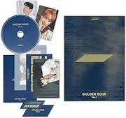 ATEEZ – [Golden Hour: Part 1] (Blue Hour Ver.) Invitation + Photo Frame + Postcard Set + Envelope + Photobook + Postcard + Photocard + Sticker + Bookmark + Disc + 2 Pin Badges + 4 Extra Photocards