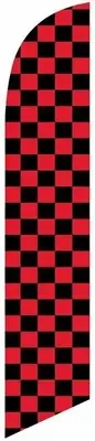 Black and Red Checkered Feather Banner Swooper Flag - NO WIND REQUIRED -...