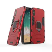 Shockproof Magnetic With Ring Stand Cover Case For iPhone X - Red